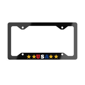 USA Themed Metal License Plate Frame - Custom Car Accessory, Patriotic Decor, Auto Gift, Unique Personalization, Vibrant Colors