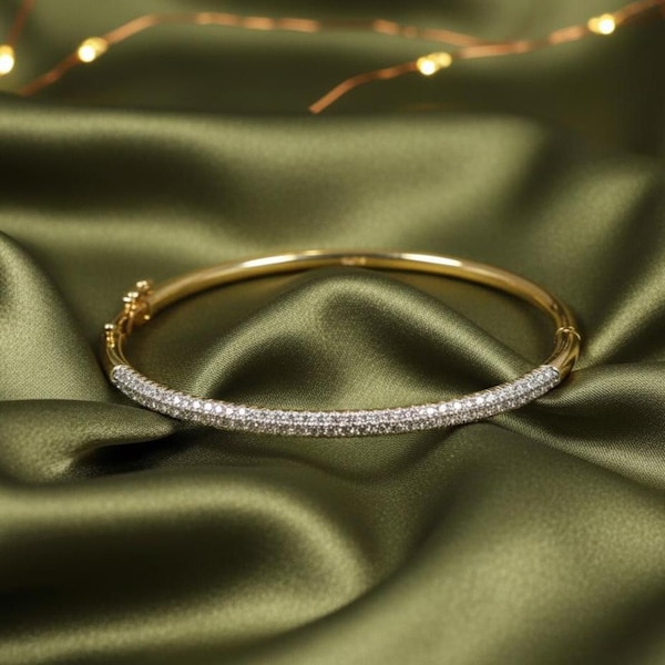 Pulsera de diamantes, plata de ley 925, chapada en oro amarillo de 14 k, elegante y delicada joya, regalo para ella, pulsera de oro de lujo.