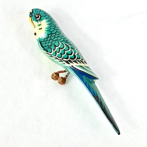 Takahashi Style Blue Parakeet Budgie Bird Brooch - Etsy