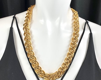 Bold Napier Wide Gold Plated Chain Choker Necklace, High End Well Made Real Look