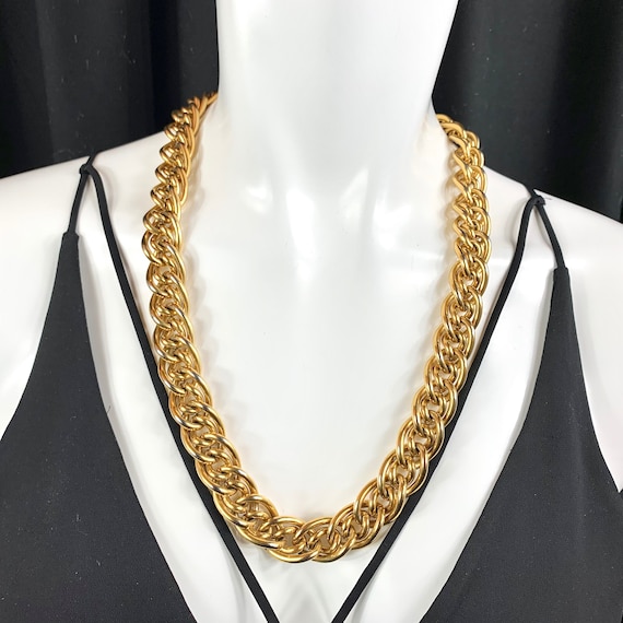 Bold Napier Wide Gold Plated Chain Choker Necklac… - image 1