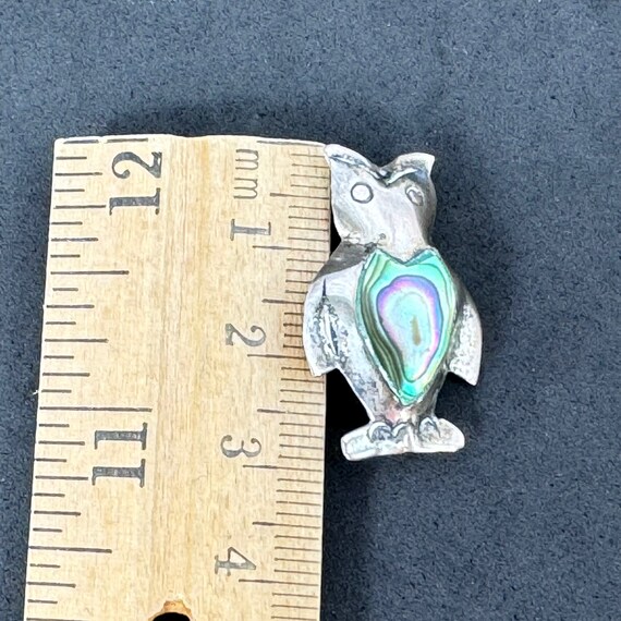 Sterling and Abalone Mexican Silver Owl Brooch, T… - image 8