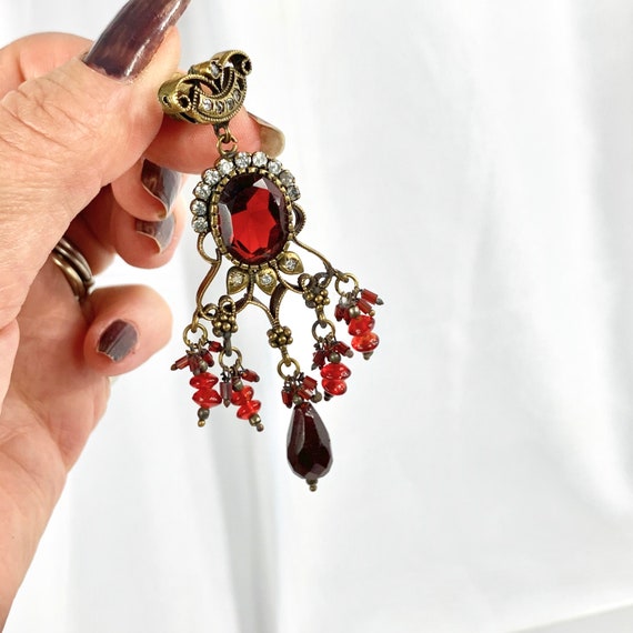 Renaissance Revival Art Glass Pierced Ruby Red Gl… - image 7