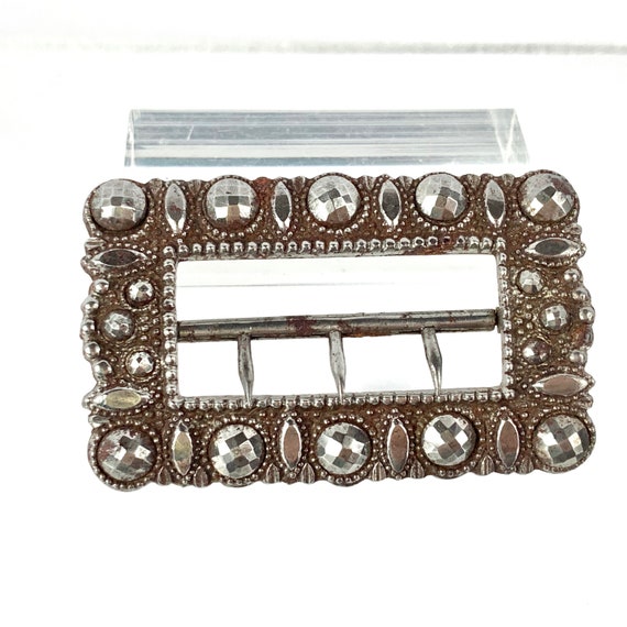 Pique à Chignon / Boucle De Ceinture En Acier Facetté Antique - Bijou Fantaisie Vintage