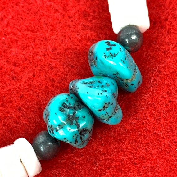 Turquoise Nugget and Clamshell Heishi Necklace, R… - image 6