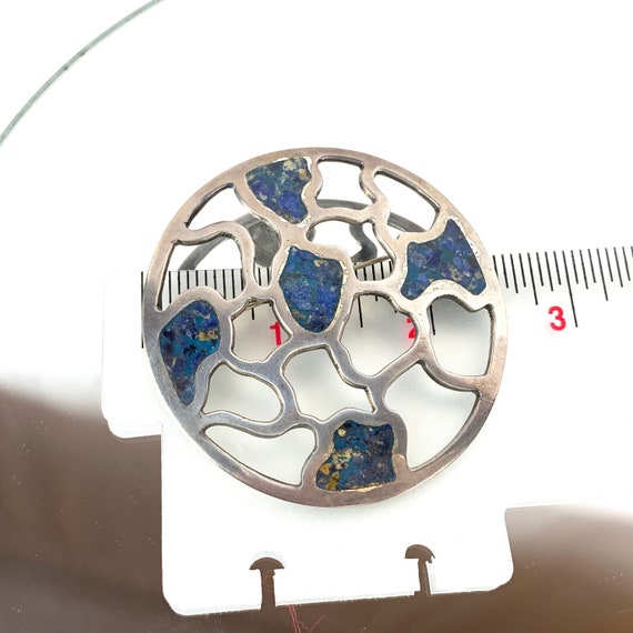 Taxco Sterling Mosaic Mexican Silver Shattuckite Brooch