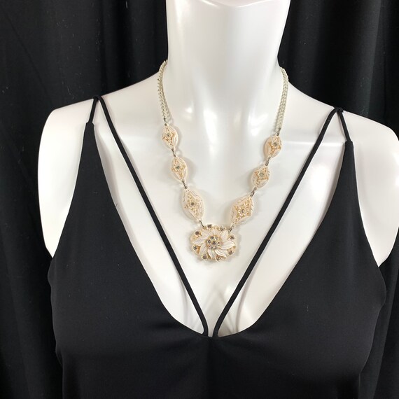 Featherlite Bubbleite Celluloid Rhinestone Neckla… - image 1