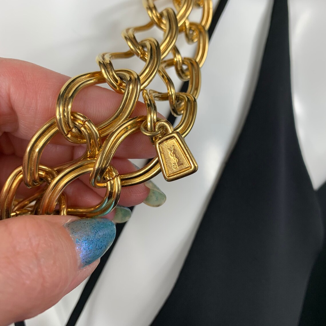 Rare Yves Saint Laurent YSL Golden Chain Etsy