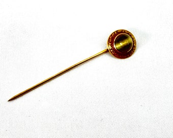 Antique Stickpin, 14k Gold With Cat's Eye Chrysoberyl, Cravat or Ascot Pin, Gilded Age Fashion