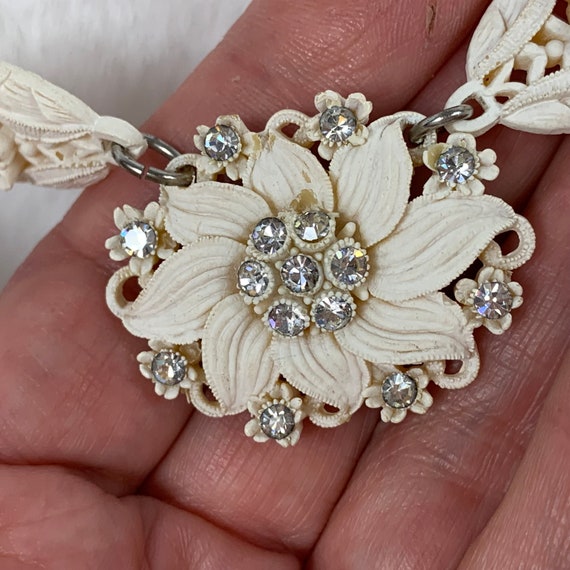 Featherlite Bubbleite Celluloid Rhinestone Neckla… - image 6