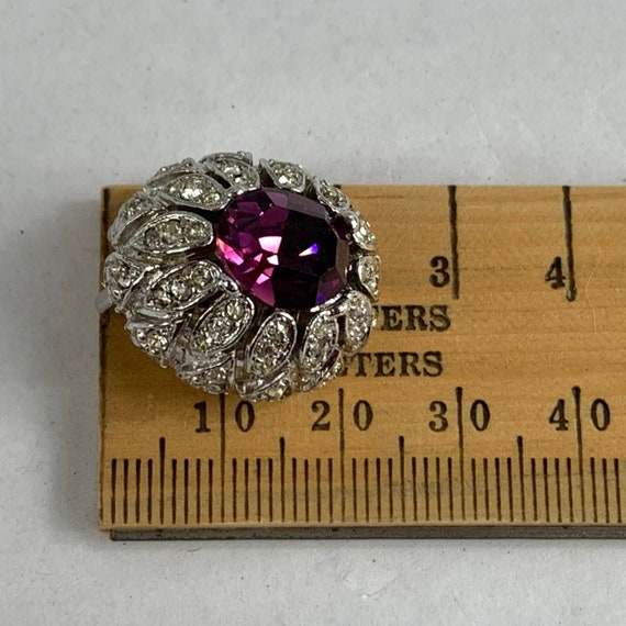 Large Purple Rhinestone Glam Clip On Earrings, 19… - image 3