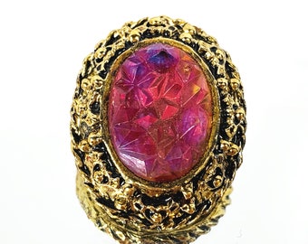Dragon's Breath Lava Glass Brooch Rare Costume Jewelry