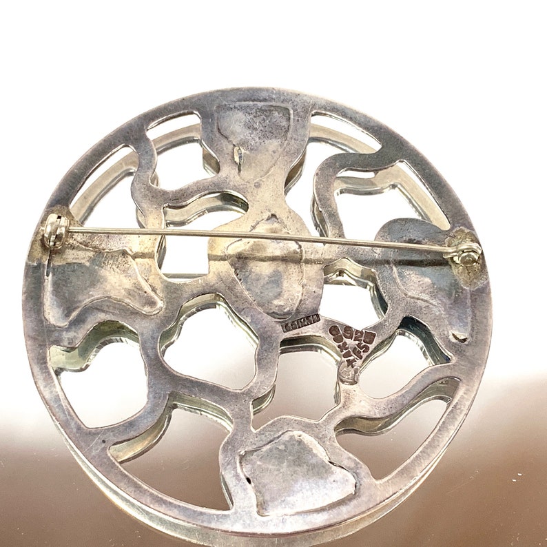 Taxco Sterling Mosaic Mexican Silver Shattuckite Brooch