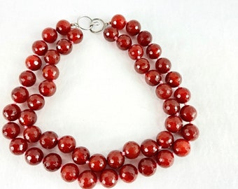 Genuine Faceted Carnelian Bead Necklace, Huge Statement Piece!