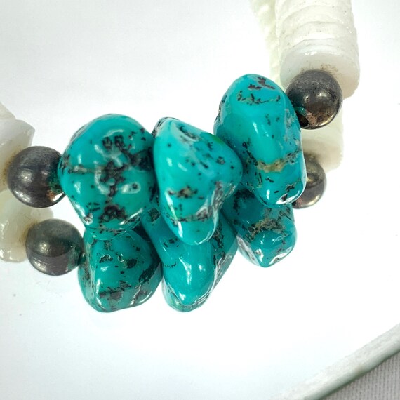 Turquoise Nugget and Clamshell Heishi Necklace, R… - image 9