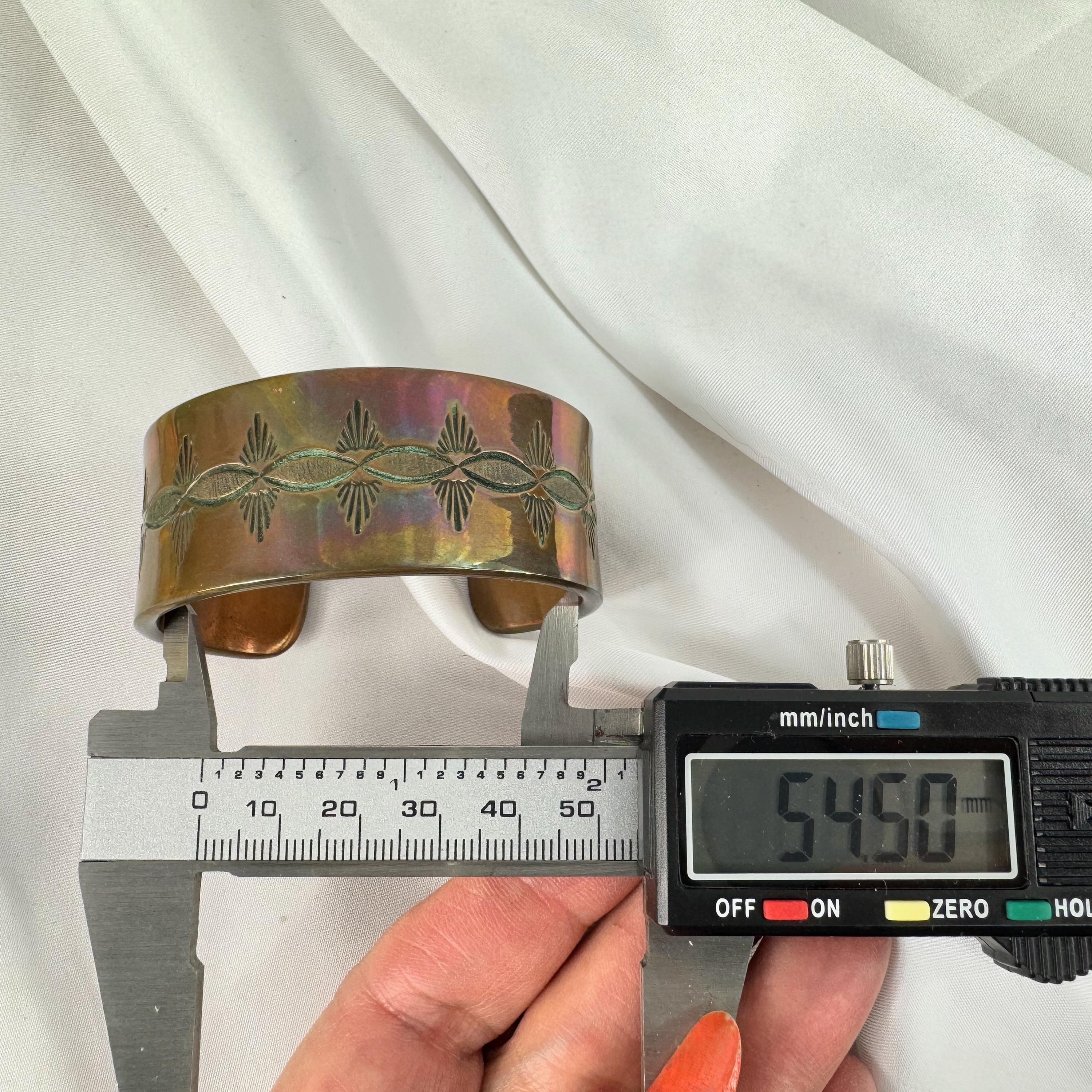 Bracelet Manchette Navajo En Cuivre Massif - Bell Trading Post (années 60)