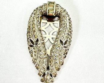 Antique WWI Era Art Nouveau Rhinestone Dress Clip, Antique Jewelry