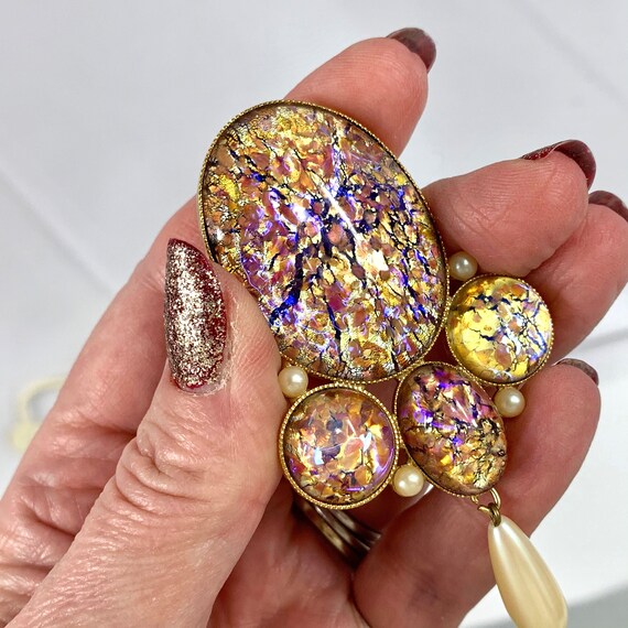 Dragon S Breath Opal Dichroic Glass Dangle Brooch Gem Dragon S Breath Opal Dichroic Glass Dangle Brooch Gem