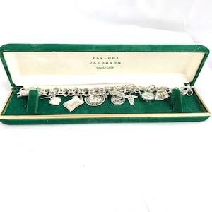 Vintage Charm Bracelet, 925 Sterling Silver 9 Charms, Jewelry for Nurses