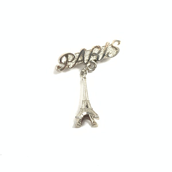Broche Vintage Souvenir De Paris - Motif Tour Eiffel - Bon état D'usage