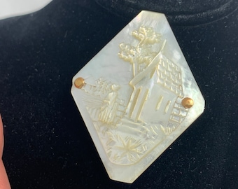 Mother of Pearl Carved Antique Brooch