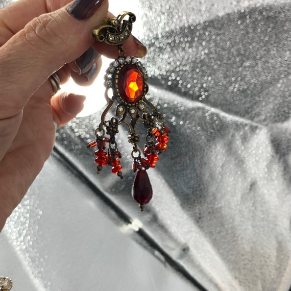 Renaissance Revival Art Glass Pierced Ruby Red Gl… - image 8