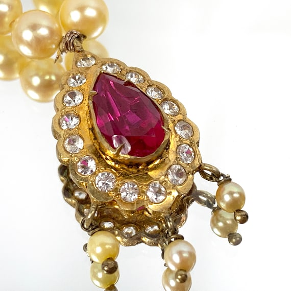 Indian Wedding Ruby Pearl Topaz Traditional Neckl… - image 1