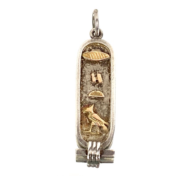 Egyptian Silver Gold Hieroglyphics Cartouche Pendant - Gold Hieroglyphic Cartouche Pendant Egyptian Silver Gold Hieroglyphics Cartouche Pendant - Gold Hieroglyphic Cartouche Pendant