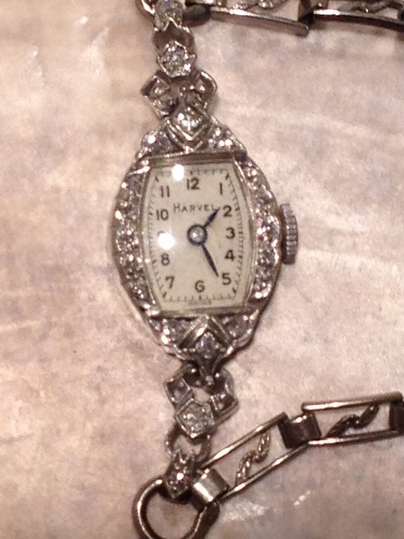 Vintage Diamond Watch 14K Ladies Harvel | Etsy