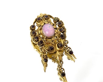 Garnet Fire Opal Costume Renaissance Brooch