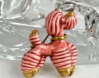 Art Deco French Poodle Doliet Style Porcelain Brooch, Made in France