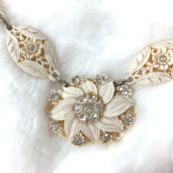 Featherlite Bubbleite Celluloid Rhinestone Neckla… - image 5