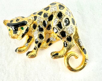 Gemcraft Craft Hanging Leopard Brooch, Rare Beauty Vintage