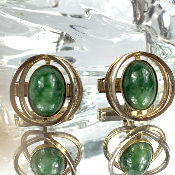 Men's Nephrite Jade Sterling Atomic Cufflinks