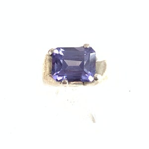 Mexican Silver Imitation Alexandrite Ring, Synthetic Corundum, Eagle Mark 1, JBC, Sz 5 3/4