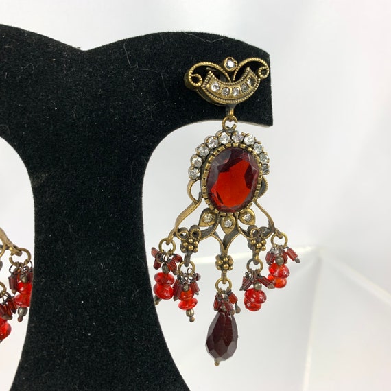 Renaissance Revival Art Glass Pierced Ruby Red Gl… - image 3