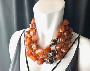 Angela Caputti Giuggiu, Florence, Italy, Amber Resin and Leopard Resin Haute Coutoure Necklace