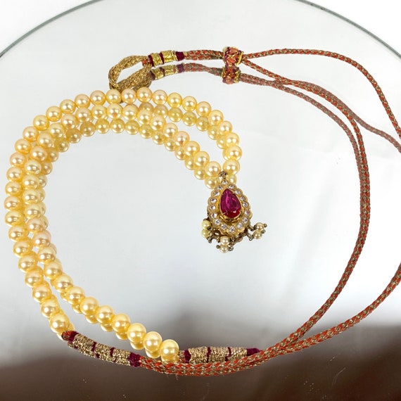 Indian Wedding Ruby Pearl Topaz Traditional Neckl… - image 2