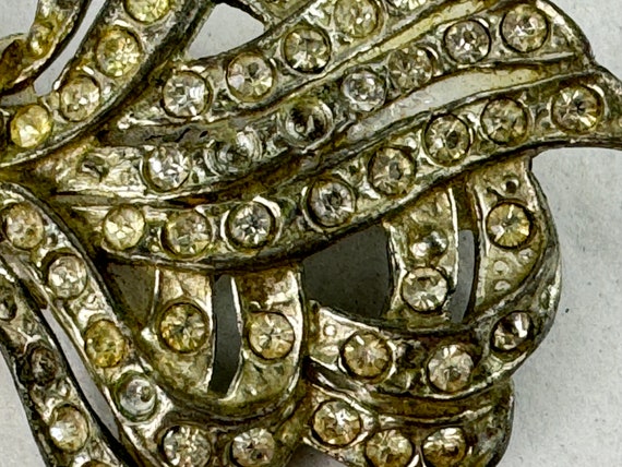 Bow Brooch Edwardian Pot Metal Rhinestone Jewelry… - image 8