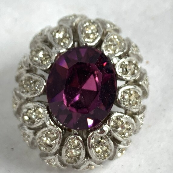 Large Purple Rhinestone Glam Clip On Earrings, 19… - image 7