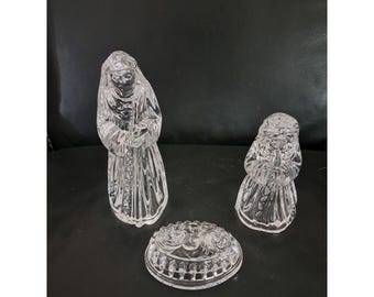 Set di 3 pezzi per la natività in cristallo vintage