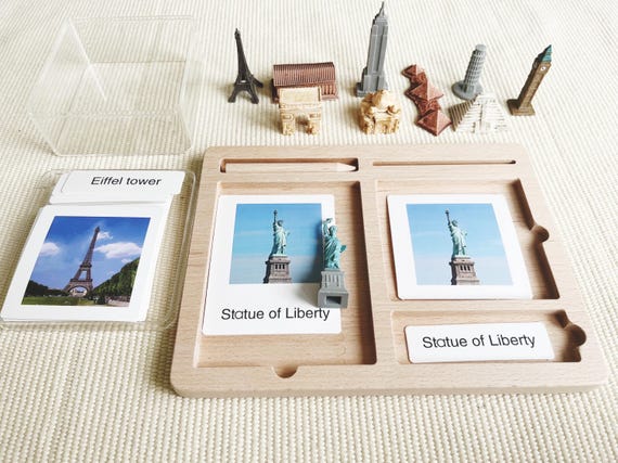 Montessori Wooden Tray for 3-Part Cards and Sand Tracing