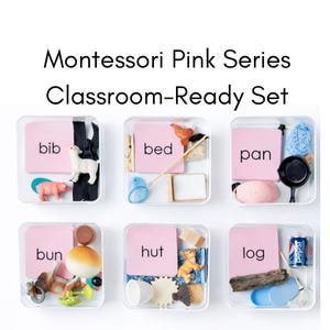 Montessori Pink Series Classroom-ready Set | Montessori Language Material for Classroom | Short Phonetic words