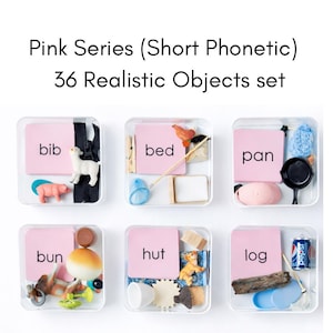 Montessori Pink Series | 36 Short Phonetic Objects with Cards