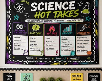 Ready to Hang Science Fabric Bulletin Board, Middle School Classroom Decor, Science Discussion Wall