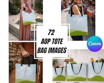 AOP Tragetasche Mockup Bundle | 72 Lifestyle Studio Bilder (Canva Ready)