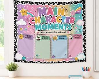 Main Character Moments Bulletin Board, Elementary Classroom Decor, Student Growth, No Prep Interactive Bulletin Board