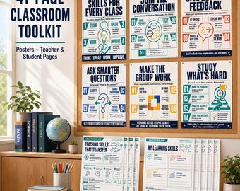 Soft Skills Posters for Middle & High School, 41 Page Classroom Toolkit for Discussion, Feedback, Study Skills, and Group Work