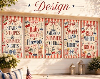 4. Juli Patinische Party Girlande: Coastal Americana - Vintage Style Outdoor Decor