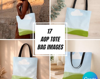 AOP Tote Bag Mockup Bundle | Printify & Printful Ready | Canva Editable | Digital Download